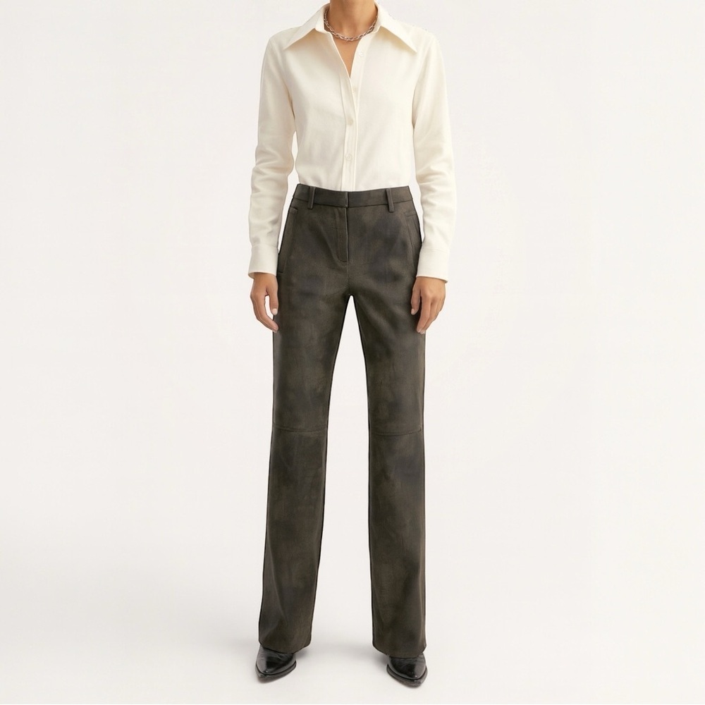 AYA MUSE‎ Straight Leg Faded Grey Vegan Leather Pants